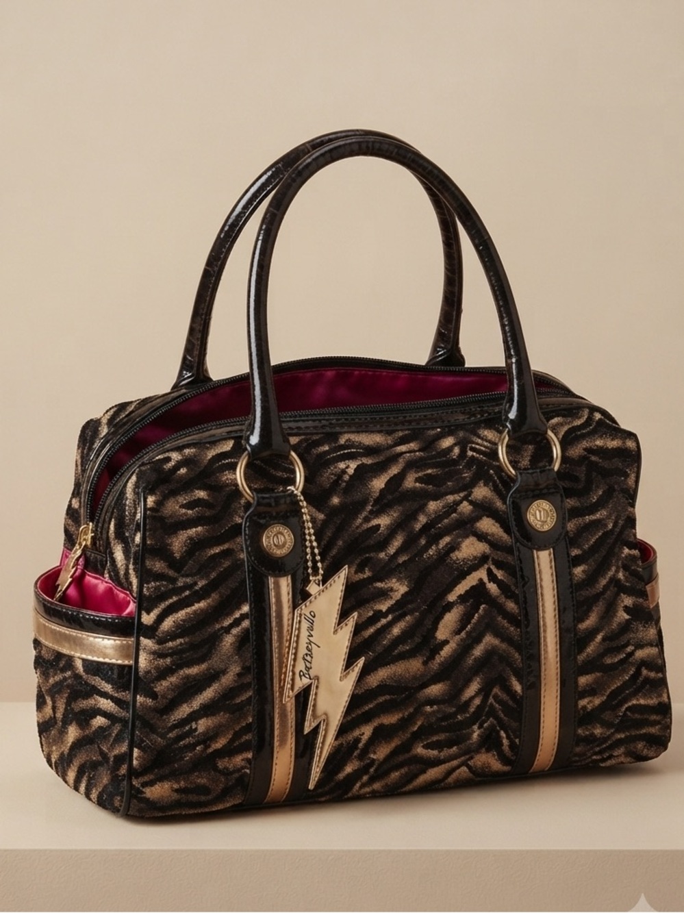 🎀 Y2K Betseyville by Betsey Johnson Tiger Stripe Satchel Bag